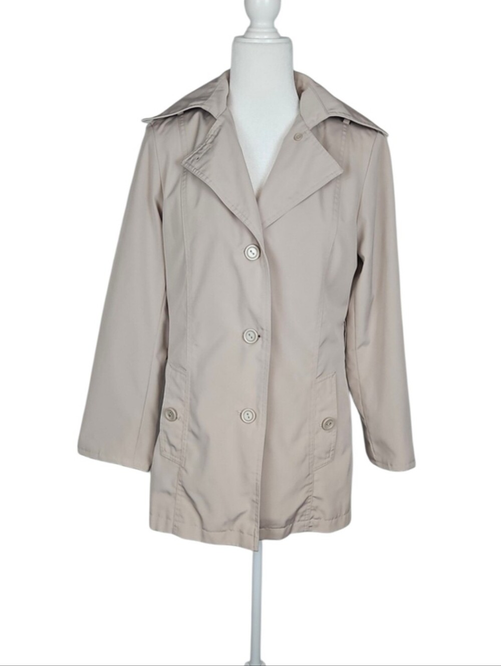 Windbreaker Rain Jacket Hooded Minimalist Street Utility Rainwear Fall Beige S